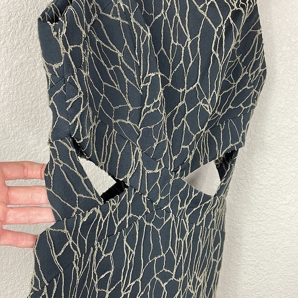 Jonathan Simkhai Black Caviar Side Cutout Midi Pencil Dress Cocktail Party Sz 0 - Picture 6 of 13